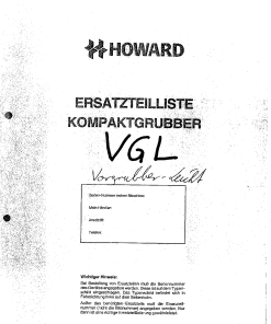 Howard VGL Parts manual catalog PDF Download