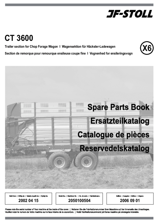 JF_Stoll CT_3600 Forage Harvester Parts manual catalog PDF Download