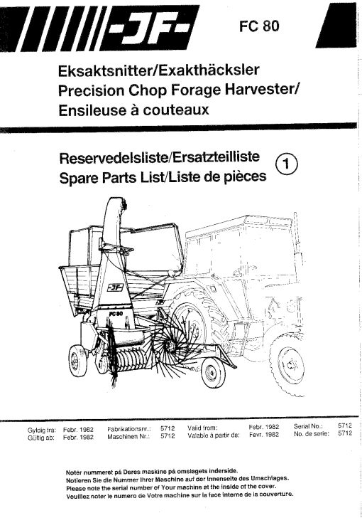 JF_Stoll FC_80 Forage Harvester Parts manual catalog PDF Download