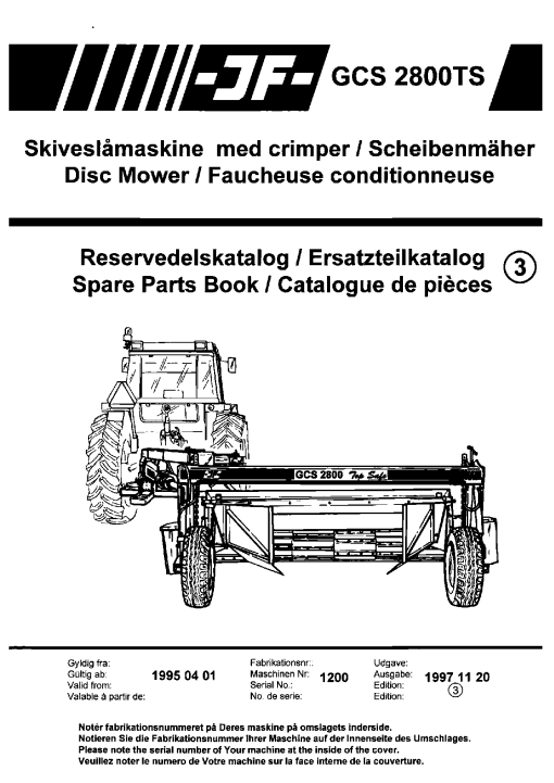JF_Stoll GCS_2800_TS Mower Parts manual catalog PDF Download
