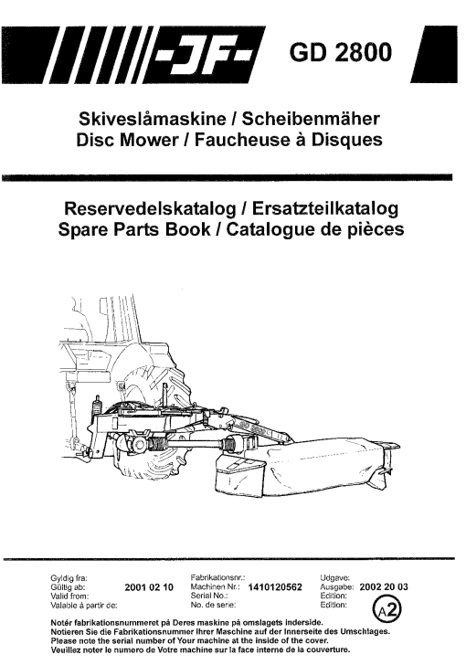 JF_Stoll GD_2800 Mower Parts manual catalog PDF Download