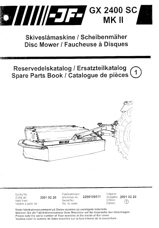 JF_Stoll GX_2400_SC_MK2 Mower Parts manual catalog PDF Download