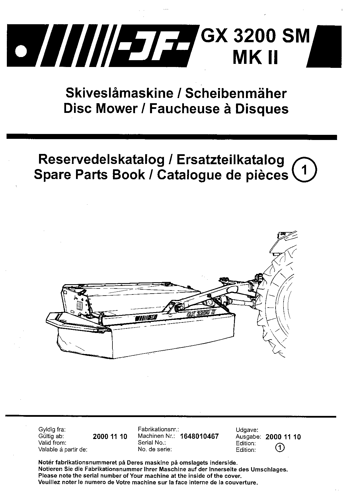 JF_Stoll GX_3200_SM_MK2 Mower Parts manual catalog PDF Download