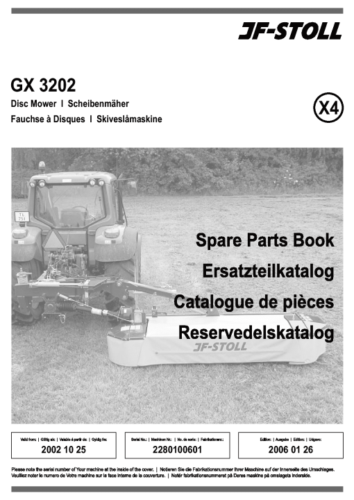 JF_Stoll GX_3202 Mower Parts manual catalog PDF Download
