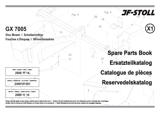 JF_Stoll GX_7005 Mower Parts manual catalog PDF Download
