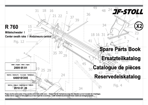 JF_Stoll R_760 Rake Parts manual catalog PDF Download