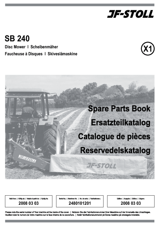 JF_Stoll SB_240 Mower Parts manual catalog PDF Download