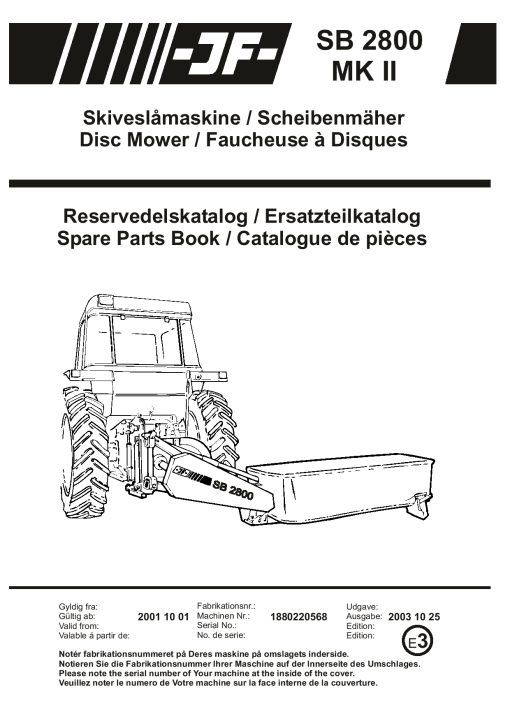 JF_Stoll SB_2800_2001 Mower Parts manual catalog PDF Download