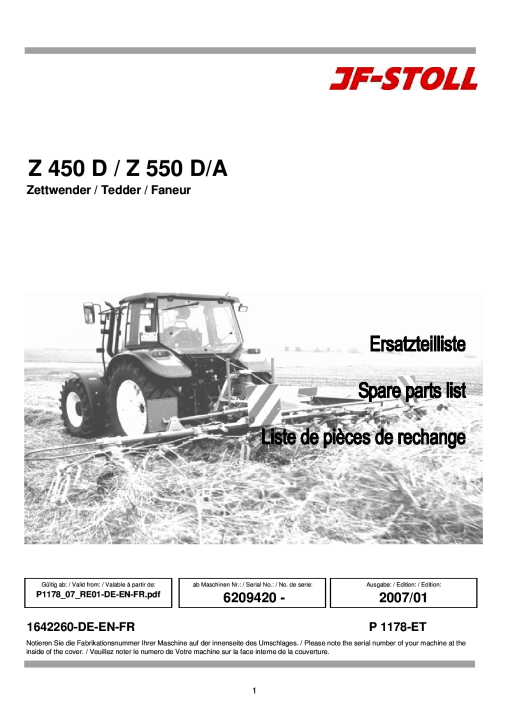 JF_Stoll Z_450_550D_A Tedder Parts manual catalog PDF Download
