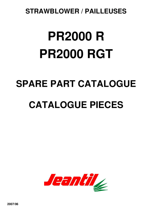 Jeantil PR2000 Parts manual catalog PDF Download