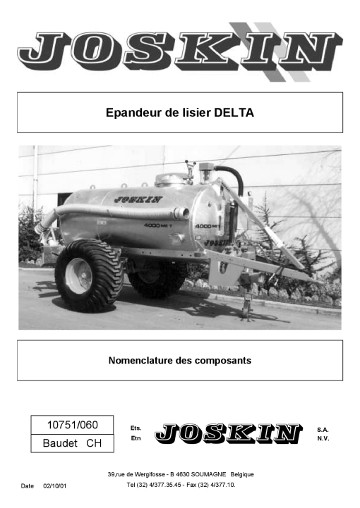 Joskin Delta Trailer Parts manual catalog PDF Download