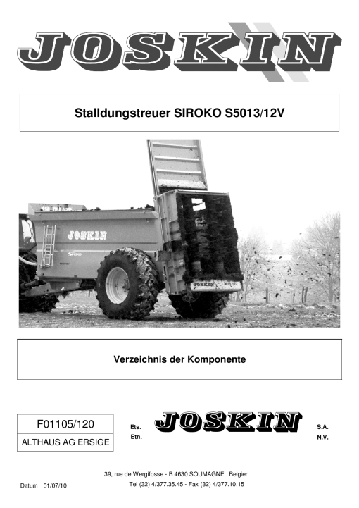 Joskin Siroko_S5013Muck spreader Parts manual catalog PDF Download