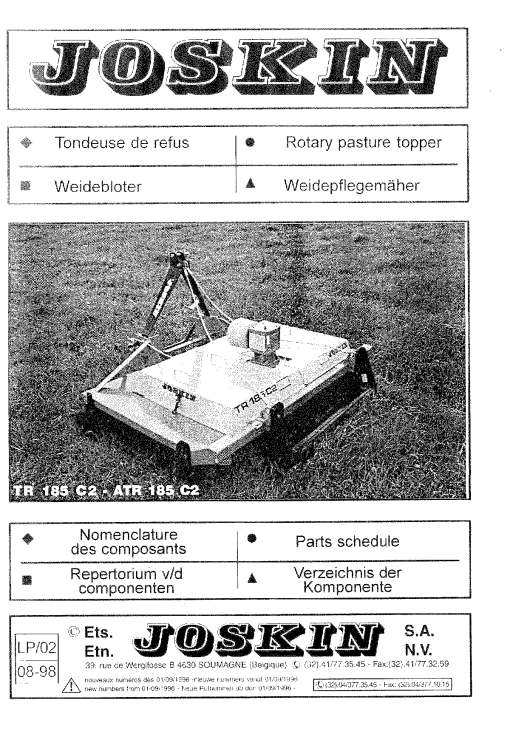 Joskin TR185_C2_ATR185_C2 Mulcher Parts manual catalog PDF Download
