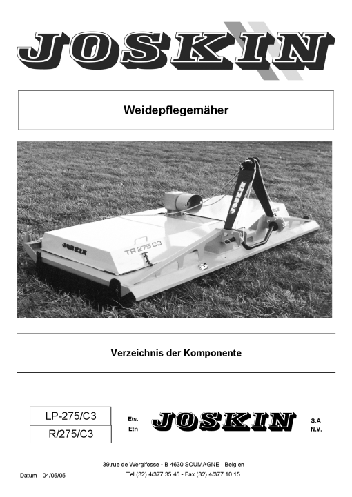 Joskin TR275_C3 Mulcher Parts manual catalog PDF Download