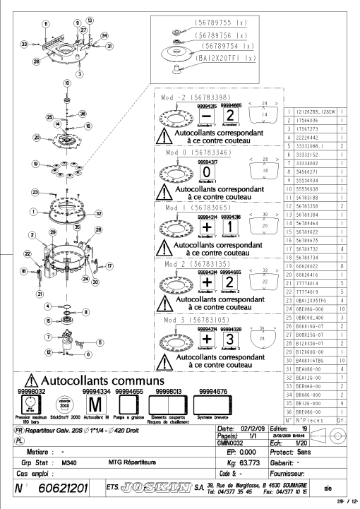 Joskin Verteilkopf_60621201 Combinator Slurry Parts manual catalog PDF Download