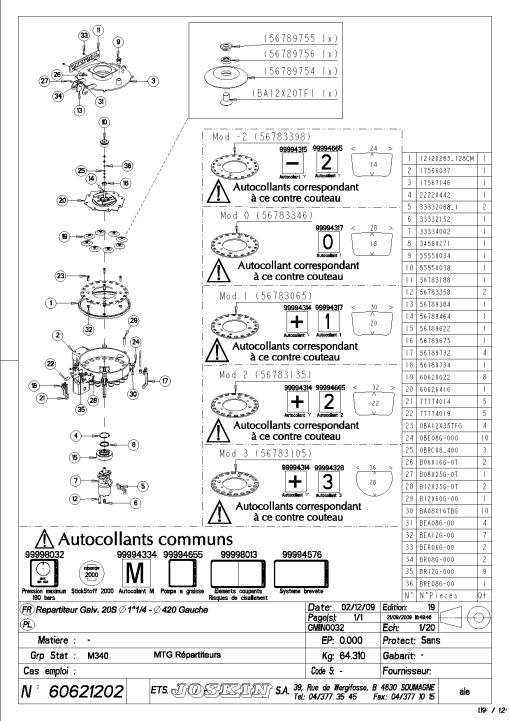 Joskin Verteilkopf_60621202 Combinator Slurry Parts manual catalog PDF Download