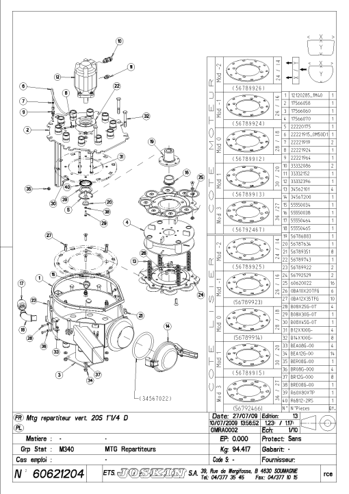 Joskin Verteilkopf_60621204 Combinator Slurry Parts manual catalog PDF Download