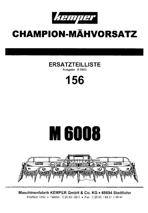 Kemper M_6008 Parts manual catalog PDF Download