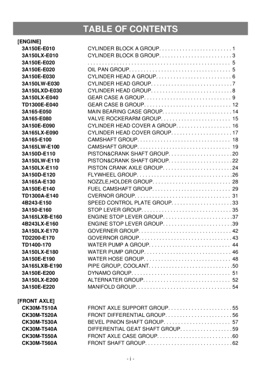 Kioti CK30 Parts manual catalog PDF Download