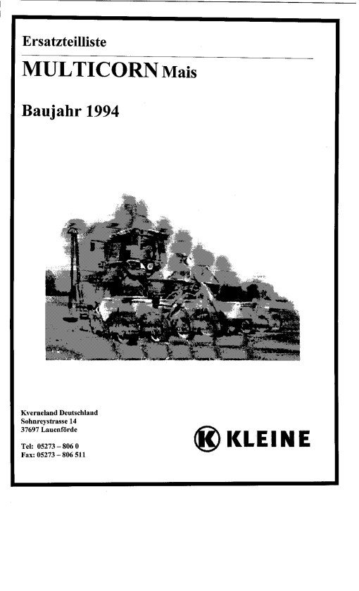 Kleine Franz Multicorn Parts manual catalog PDF Download