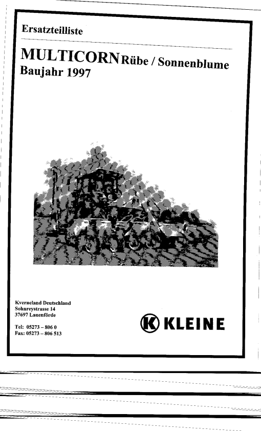 Kleine Franz Multicorn-Rube-Sonnenblum Parts manual catalog PDF Download