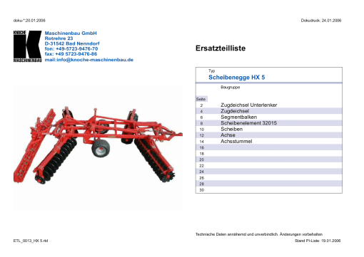 Knoche HX_5 Disc Parts manual catalog PDF Download