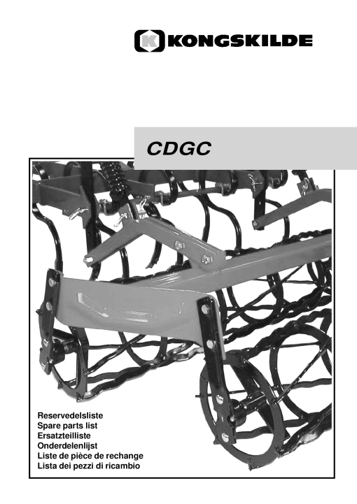 Kongskilde CDGC Cultivation Parts manual catalog PDF Download