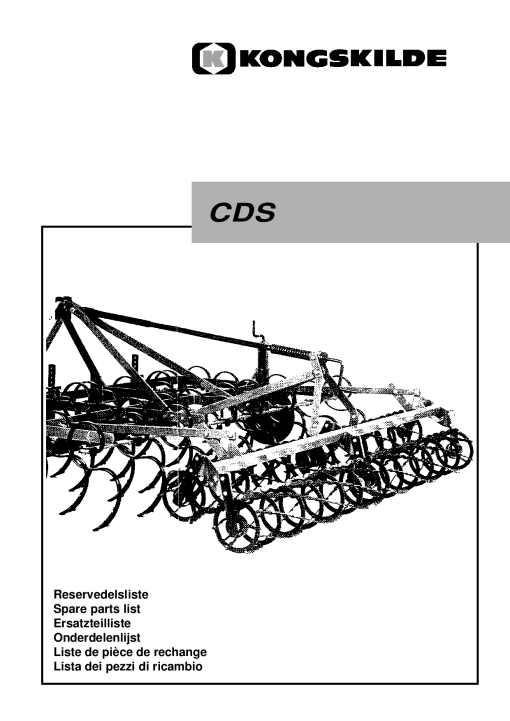 Kongskilde CDS Cultivation Parts manual catalog PDF Download