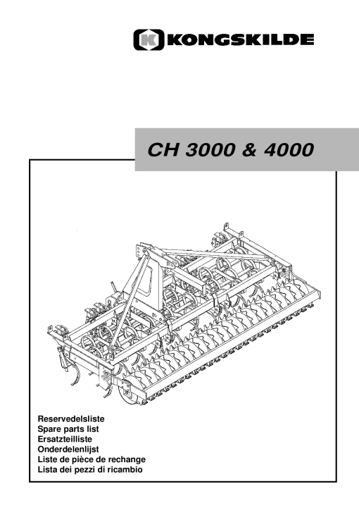 Kongskilde CH_3000_4000 Cultivation Parts manual catalog PDF Download