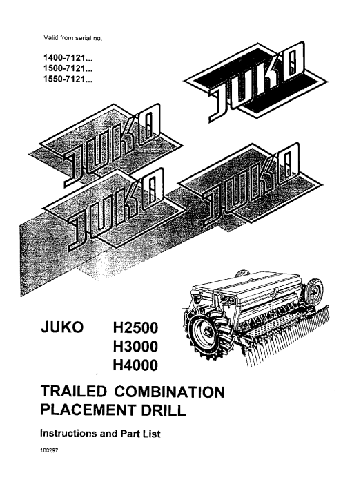 Kongskilde Combiseed_Juko_H2500_3000_4000 Parts manual catalog PDF Download