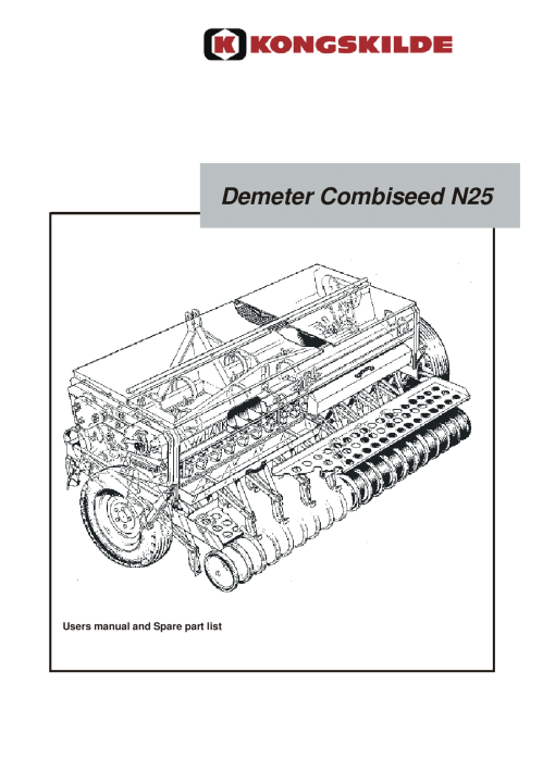 Kongskilde Combiseed_N25 Parts manual catalog PDF Download