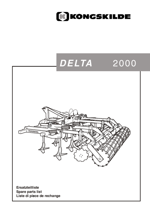 Kongskilde Delta_2000 Cultivation Parts manual catalog PDF Download