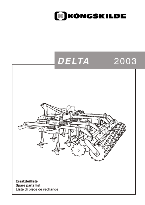 Kongskilde Delta_2003 Cultivation Parts manual catalog PDF Download