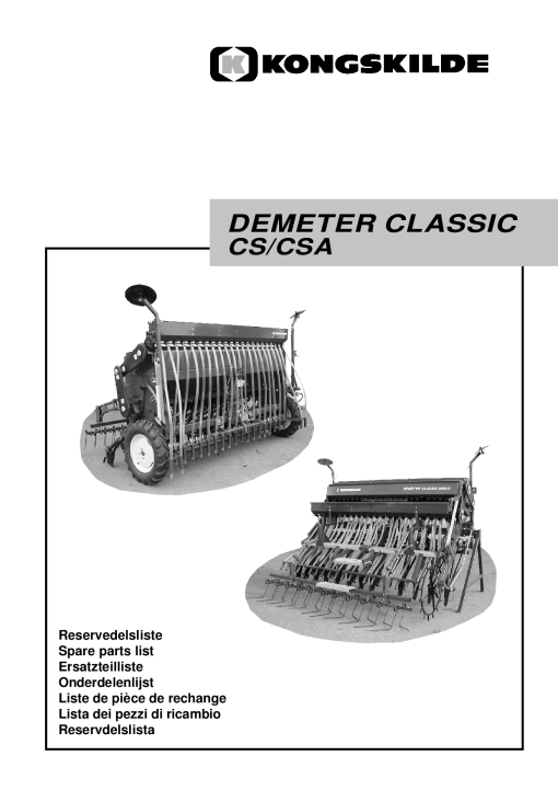 Kongskilde Demeter_Classic_CS_CSA Parts manual catalog PDF Download