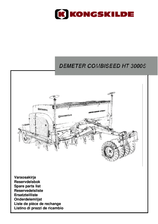 Kongskilde Demeter_Combiseed_HT_3000S Parts manual catalog PDF Download