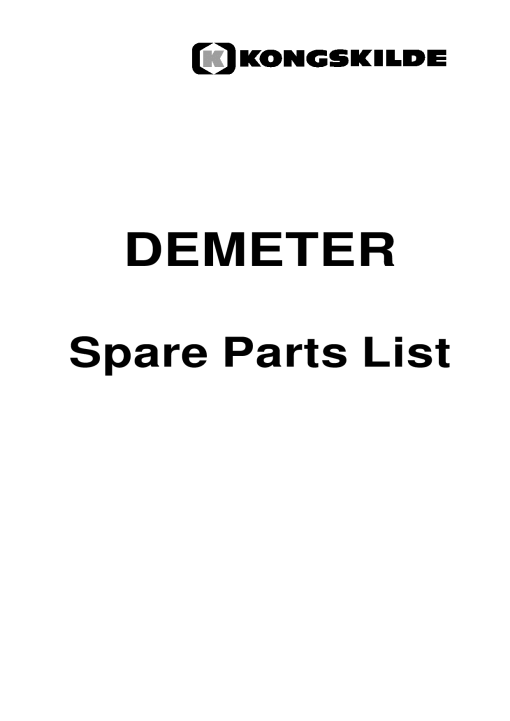 Kongskilde Demeter_Universe_Rubin Parts manual catalog PDF Download