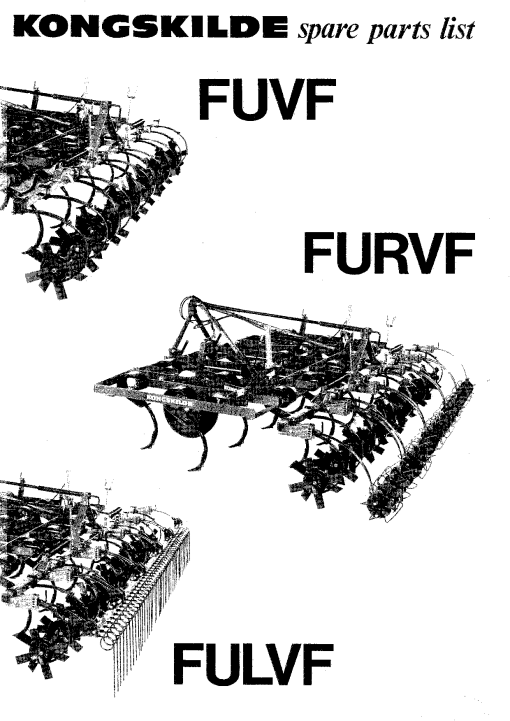 Kongskilde FUVF_FURVF Cultivation Parts manual catalog PDF Download