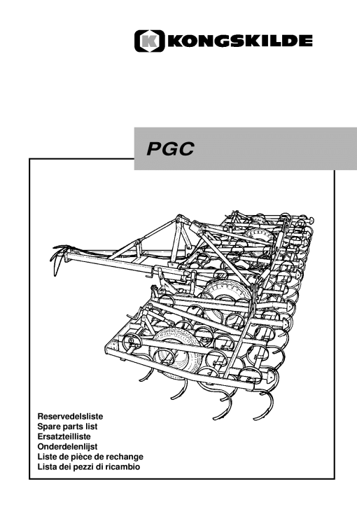 Kongskilde PGC Cultivation Parts manual catalog PDF Download