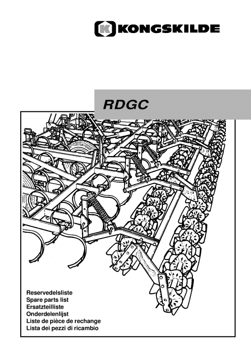 Kongskilde RDGC Cultivation Parts manual catalog PDF Download