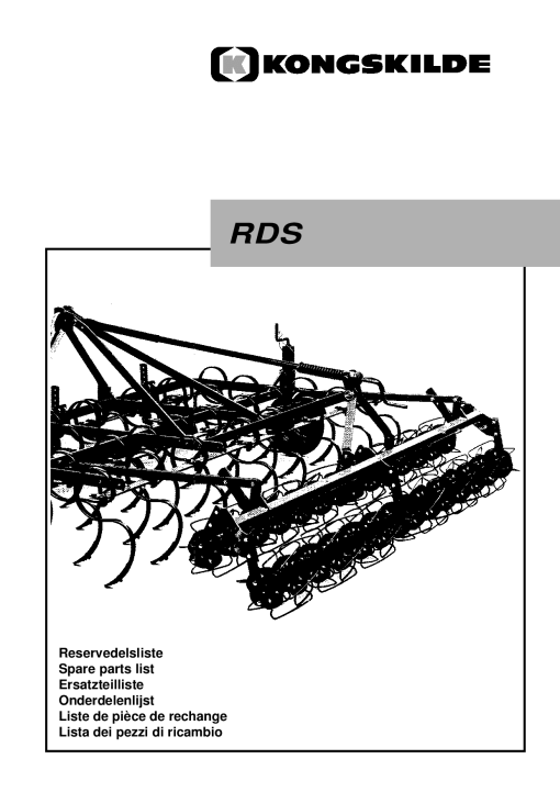 Kongskilde RDS Cultivation Parts manual catalog PDF Download
