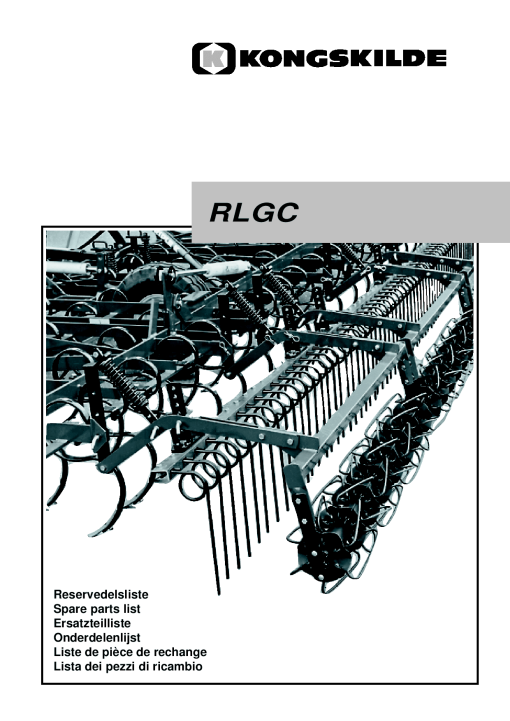 Kongskilde RLGC Cultivation Parts manual catalog PDF Download