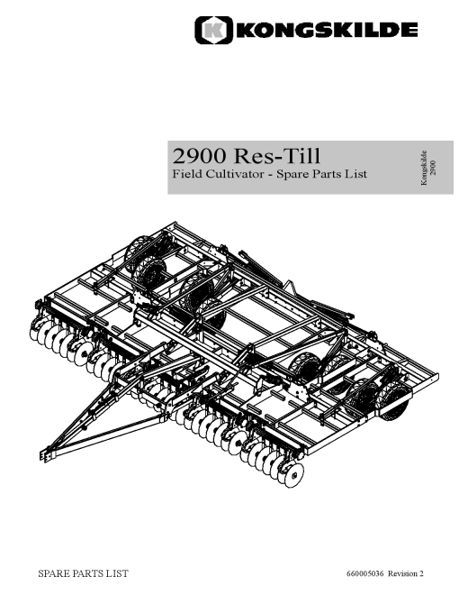Kongskilde Res_Till_2900 Cultivation Parts manual catalog PDF Download
