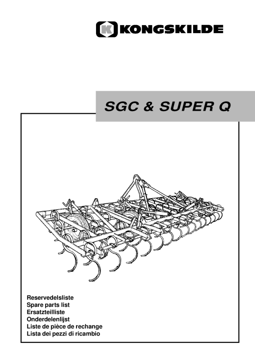 Kongskilde SGC_Super_Q Cultivation Parts manual catalog PDF Download