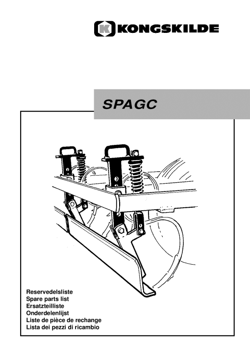 Kongskilde SPAGC Cultivation Parts manual catalog PDF Download