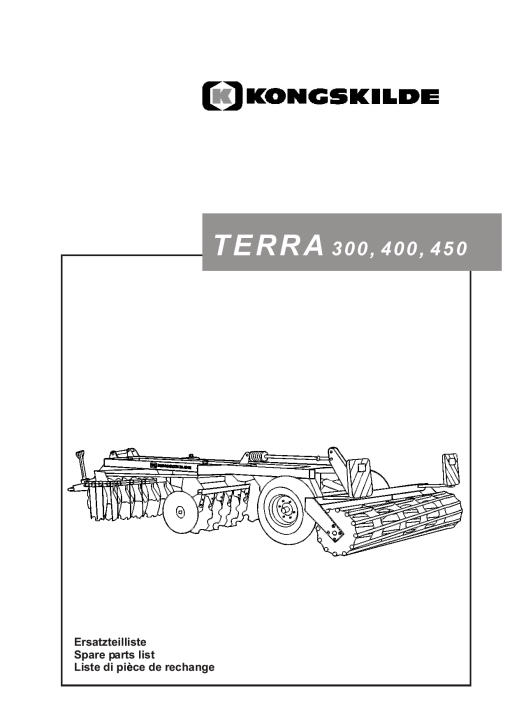 Kongskilde Terra_300_400_450 Cultivation Parts manual catalog PDF Download