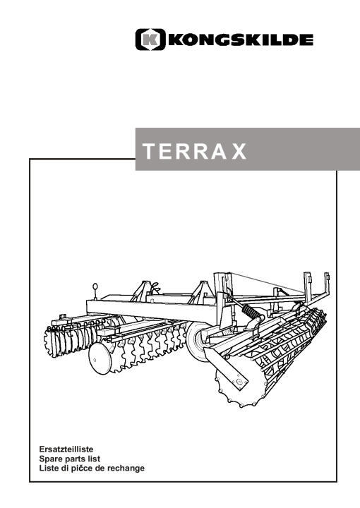 Kongskilde Terra_X Cultivation Parts manual catalog PDF Download
