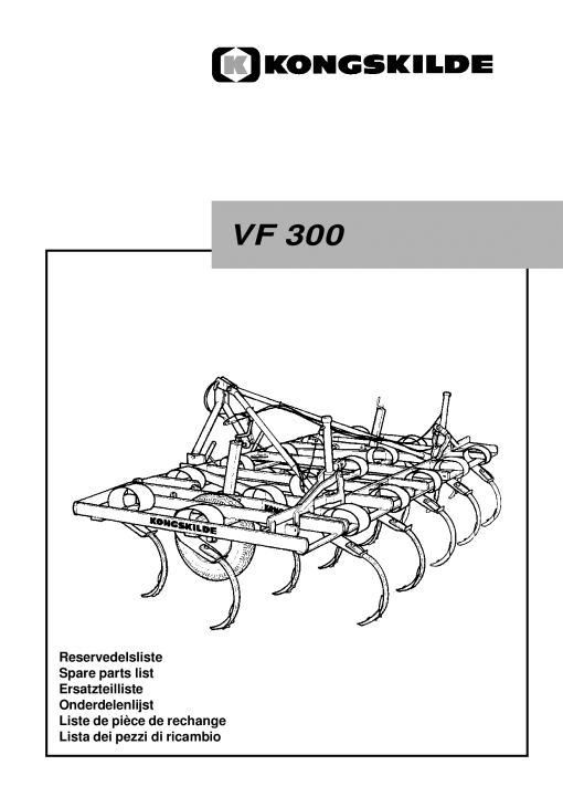 Kongskilde VF300 Cultivation Parts manual catalog PDF Download