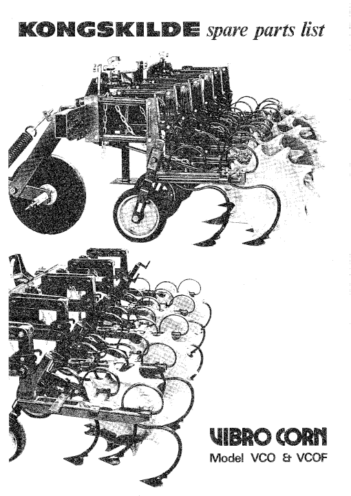 Kongskilde Vibro_Corn_VCO-VCOF Cultivation Parts manual catalog PDF Download