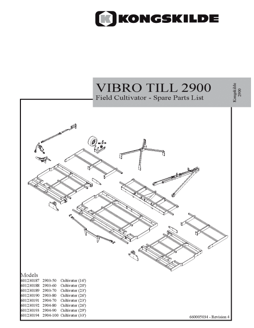 Kongskilde Vibro_Till_2900 Cultivation Parts manual catalog PDF Download