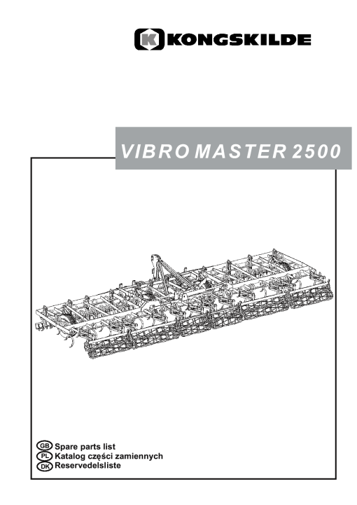 Kongskilde Vibromaster_2500_2007 Cultivation Parts manual catalog PDF Download
